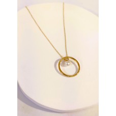 Κολιέ Σε Κίτρινο Χρυσό 9Κ - Κύκλος με μαργαριτάρι (N274)